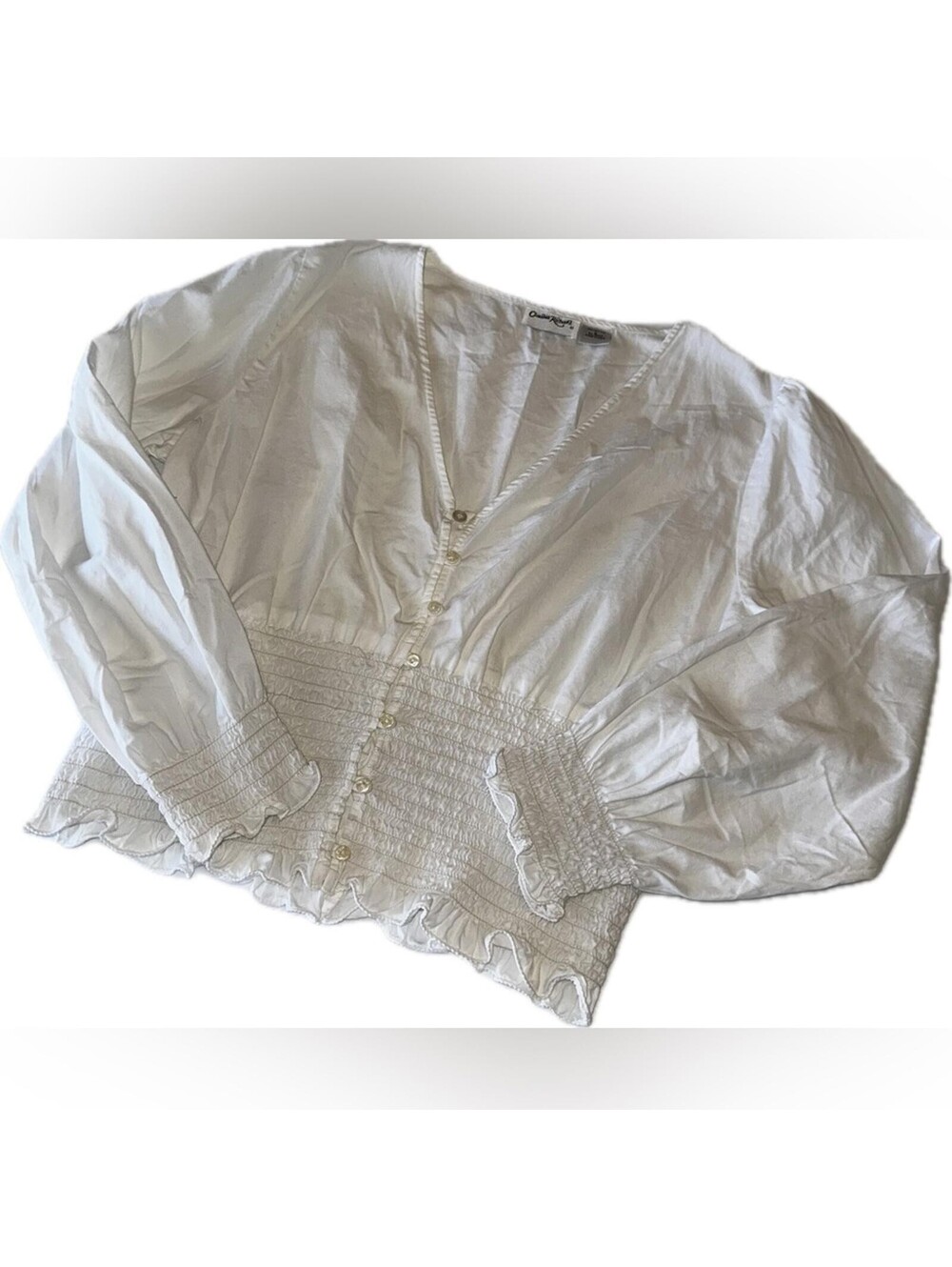 Claudia Richard White Ruched Top Size Large VGC